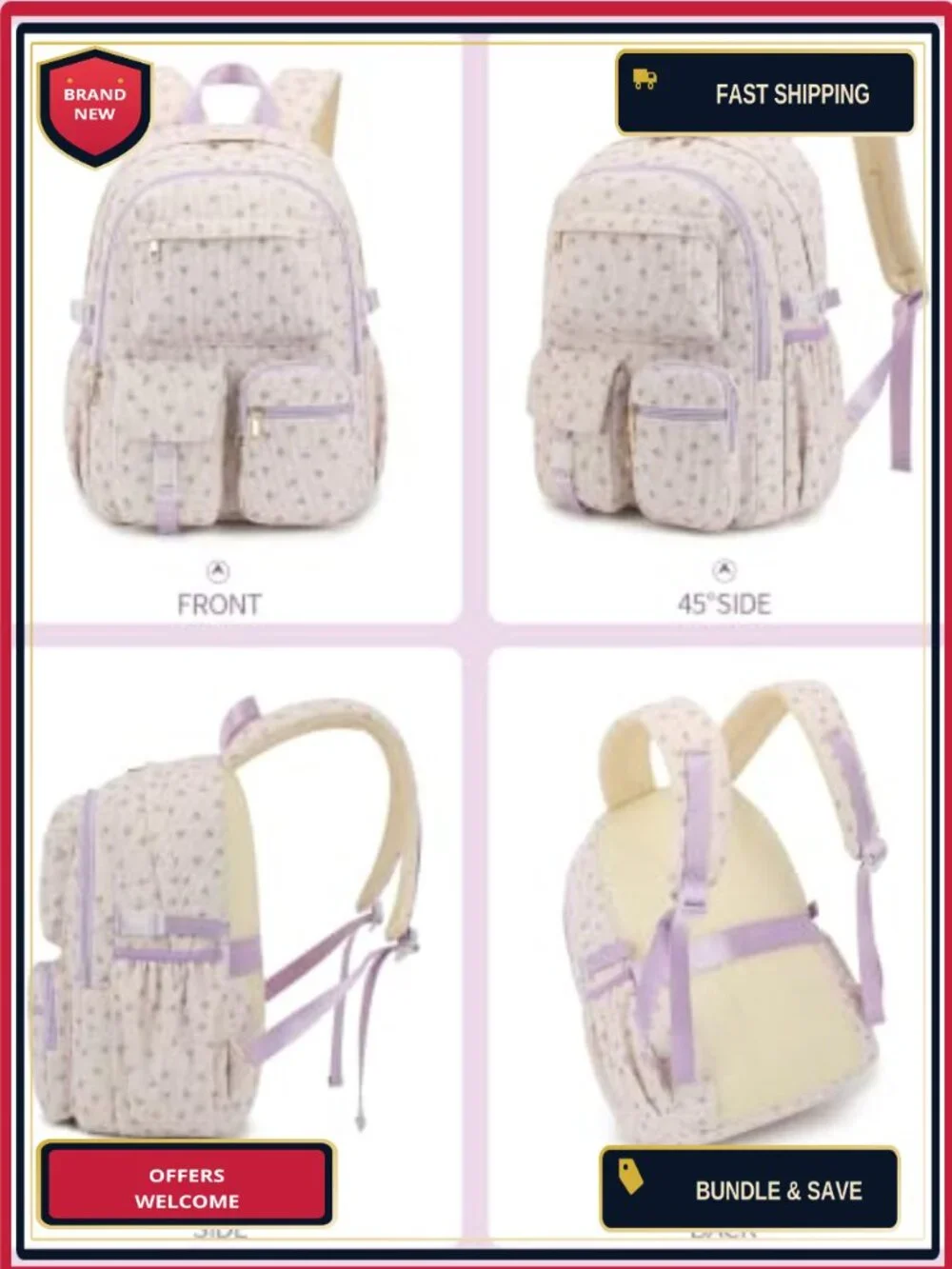 Corduroy Backpack for School Travel Laptop Daypack Lightweight Teen